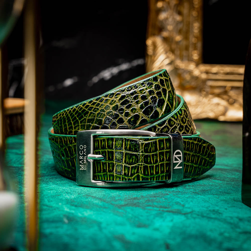 EST.105  Alligator Belt Antique Green