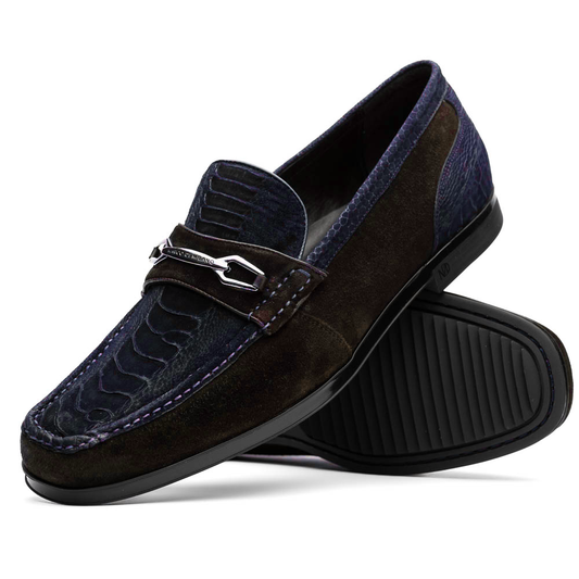 Hugo Ostrich Navy / Brown