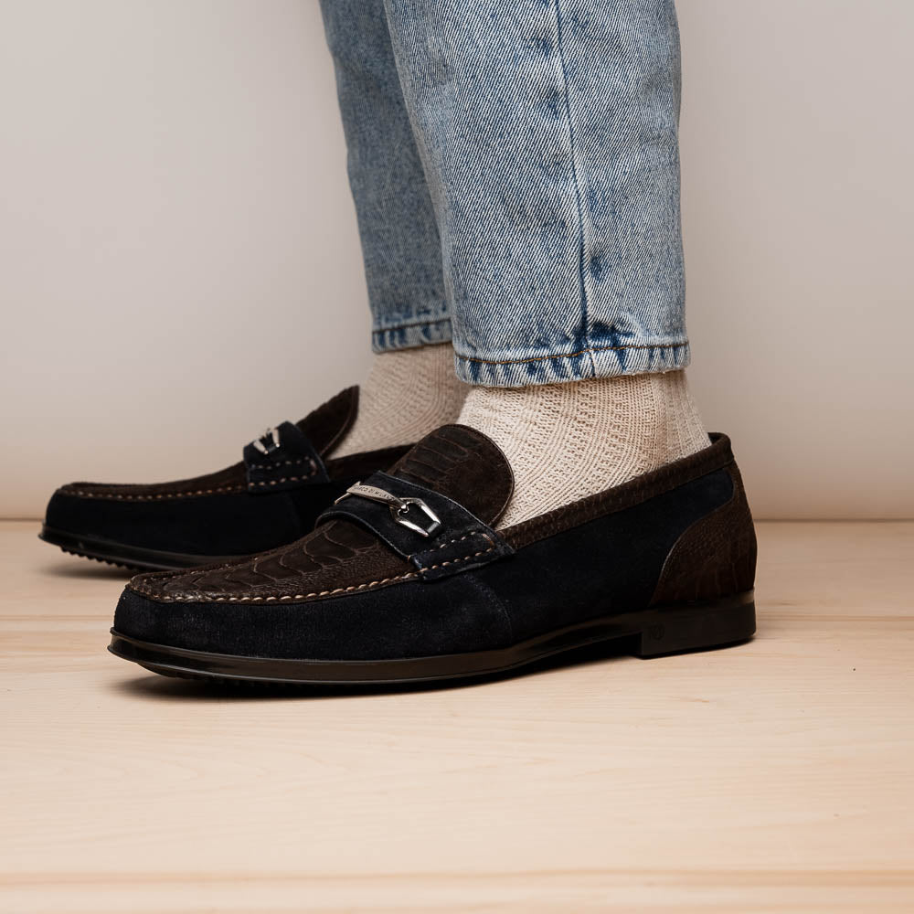 Hugo Ostrich Brown / Navy