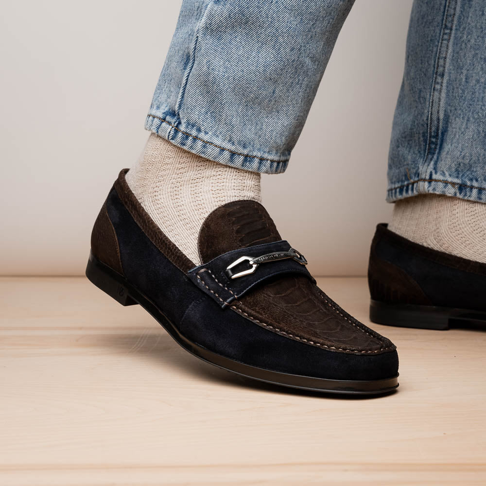 Hugo Ostrich Brown / Navy