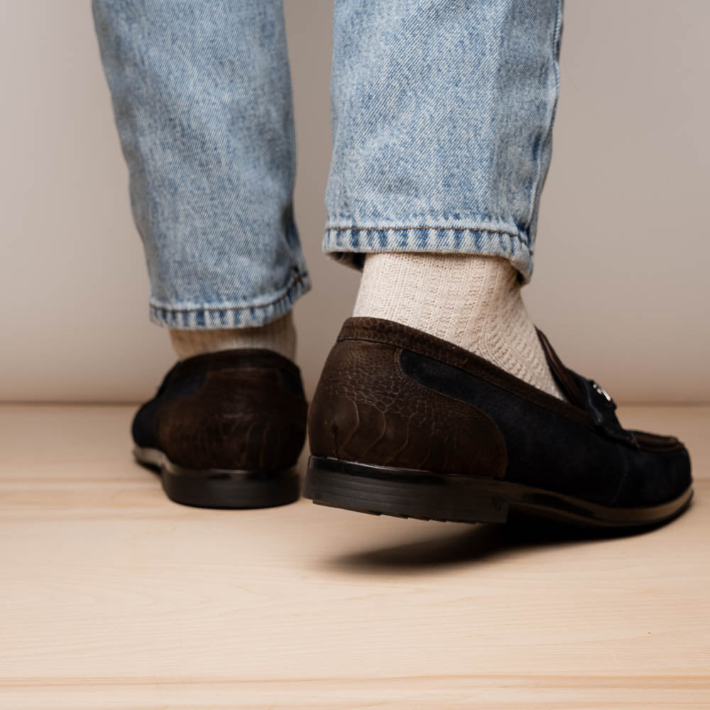 Hugo Ostrich Brown / Navy