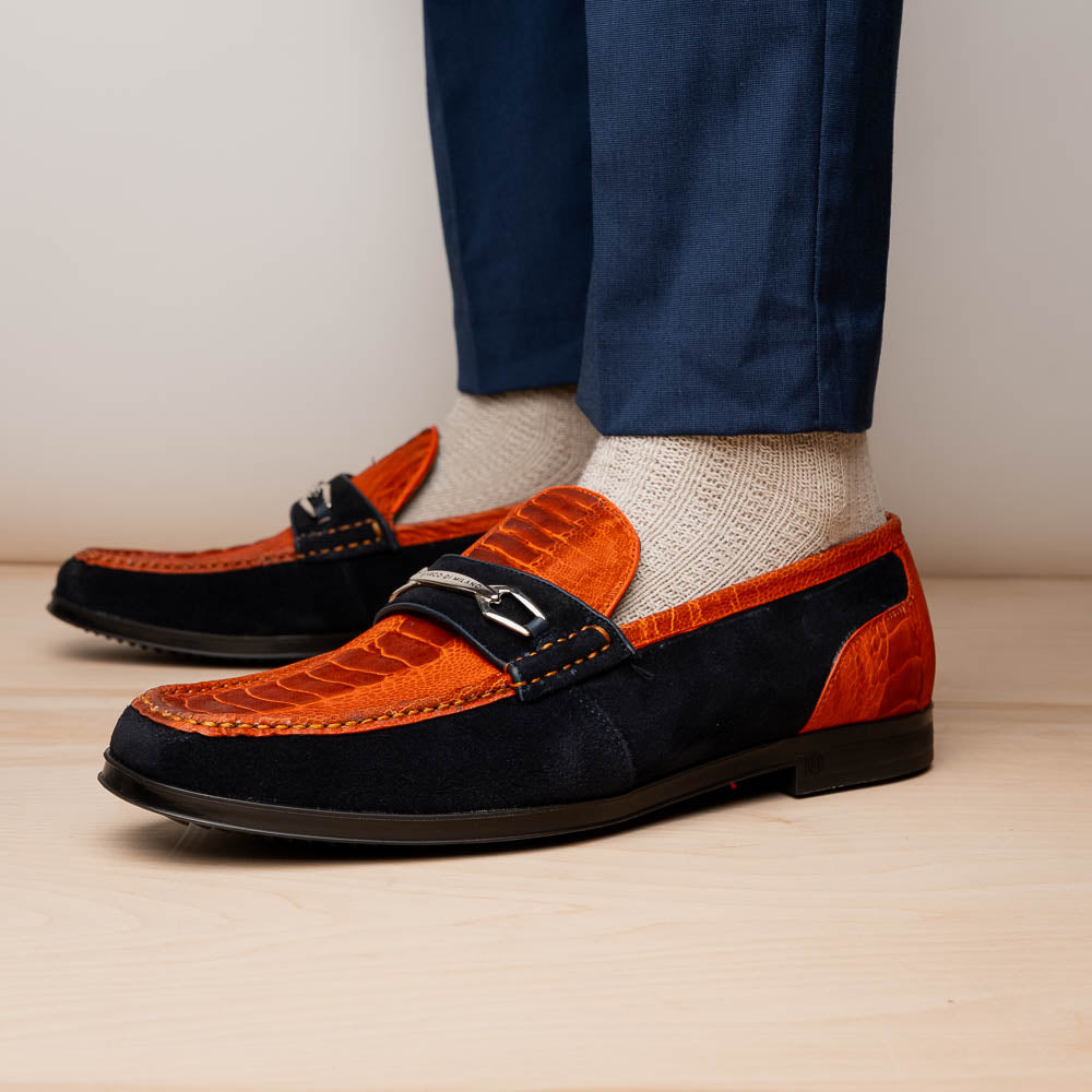 Hugo Ostrich Orange / Navy
