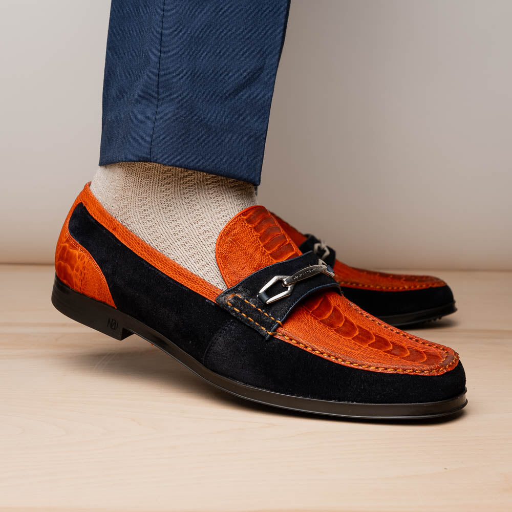 Hugo Ostrich Orange / Navy