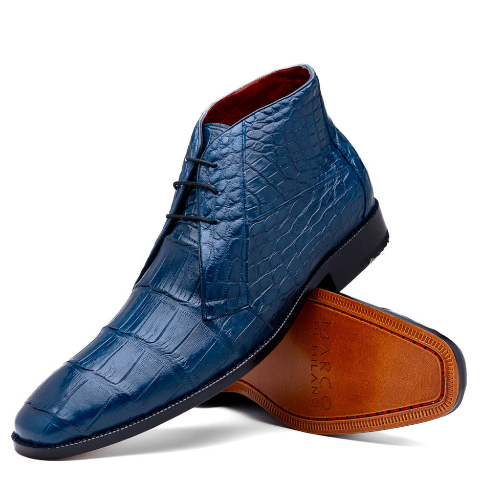 Marco Di Milano Pietro Rustic Blue Leather Shoes