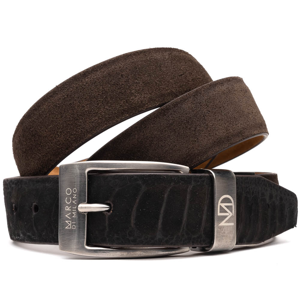 EST 302. Sueded Ostrich Belt Brown / Brown