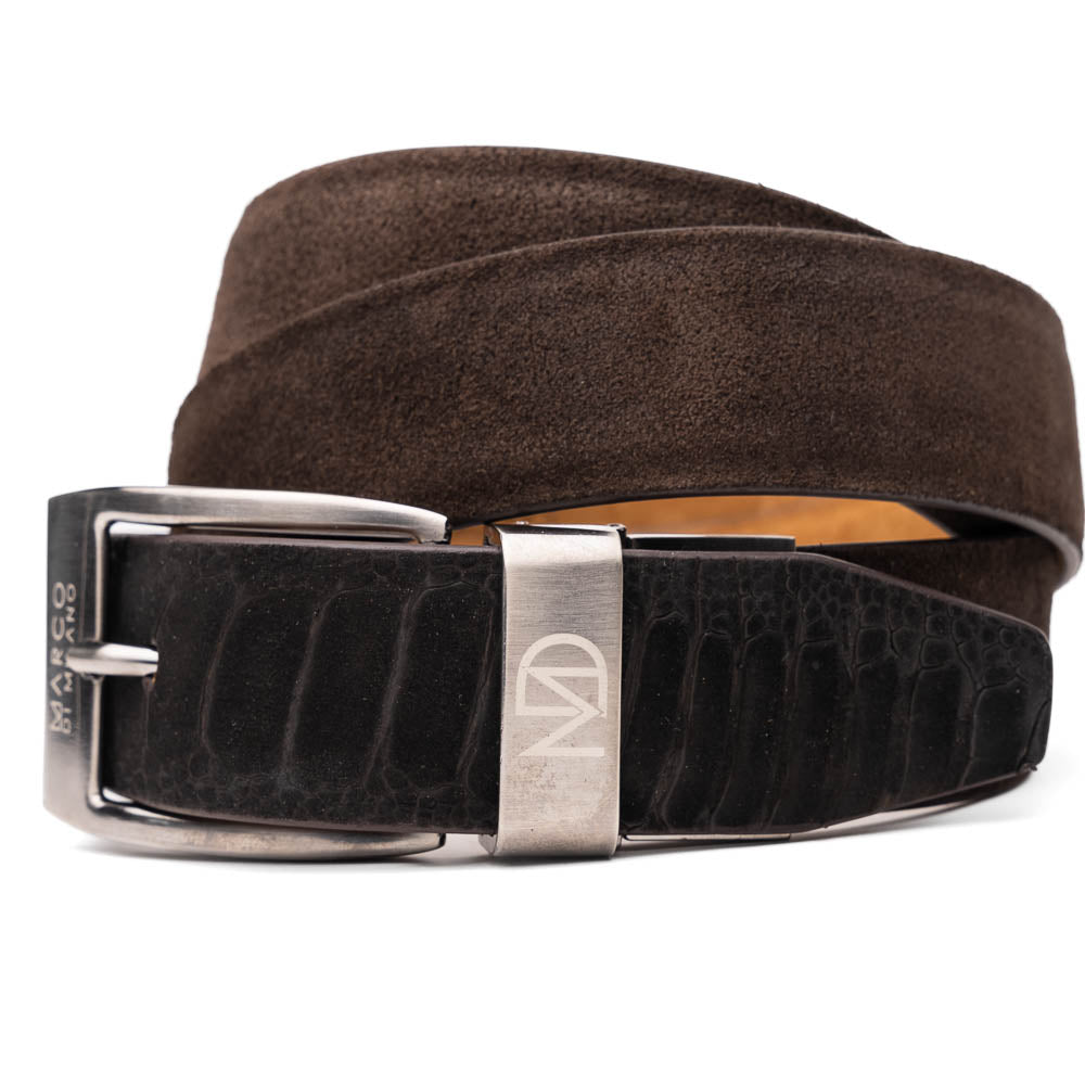 EST 302. Sueded Ostrich Belt Brown / Brown