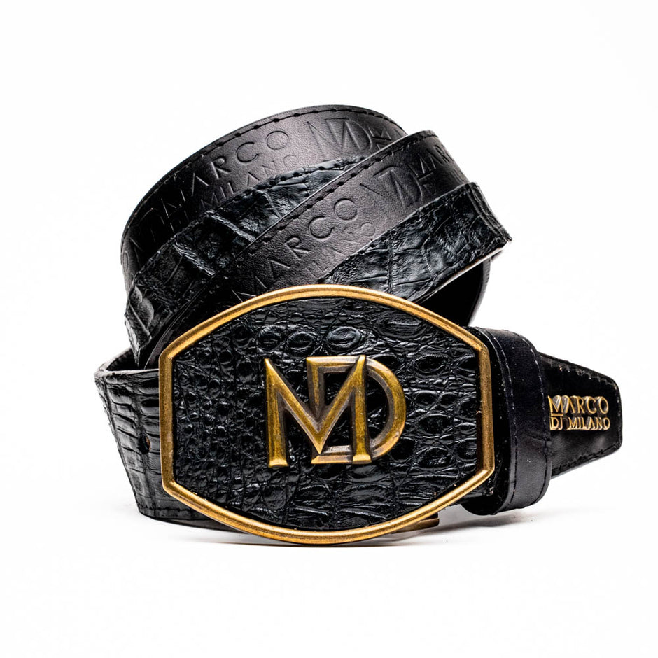 Silvio Genuine Caiman Fuscus-Back Purple Belt with a Silver Buckle | Marco Di Milano Exotic Belt